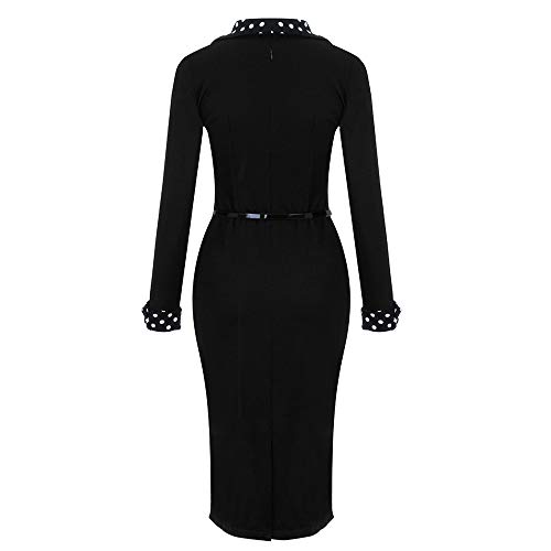 beautyjourney Vestido de Trabajo de Falda de lápiz Delgado para Mujer Vestidos de Fiesta de Manga Larga con Cuello en V y Oficina Vestido Ajustado hasta la Rodilla