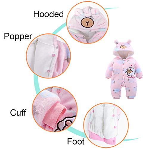 Bebé Capucha Mono Franela Invierno Mameluco Infantil NiñOs NiñA Oveja Dibujos Animados Pijama Trajes (Rosado, 59)