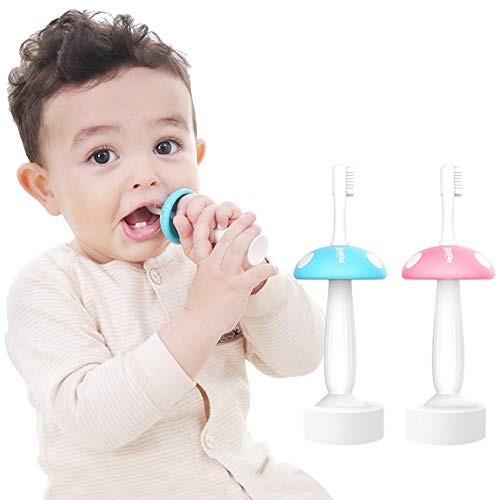 Bebé Cepillo de dientes de bebés de niños pequeños de cepillo de dientes de Seta de stehendes de entrenamiento Cepillo de dientes y lengüeta de masaje para bebé de bebés de neugeborener dentición de