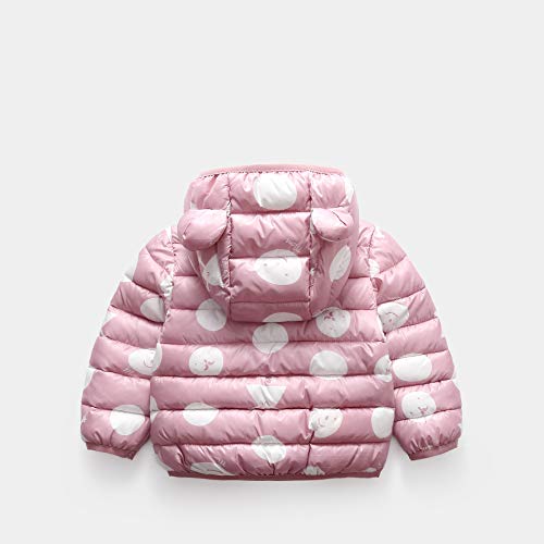 Bebé Chaqueta Invierno, Niños Niñas Abrigo con Capucha Traje de Nieve Manga Larga Outfits Calentar Warmer Regalos Ropa 4-5 años,Rosa