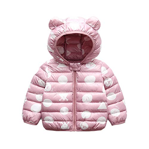 Bebé Chaqueta Invierno, Niños Niñas Abrigo con Capucha Traje de Nieve Manga Larga Outfits Calentar Warmer Regalos Ropa 4-5 años,Rosa