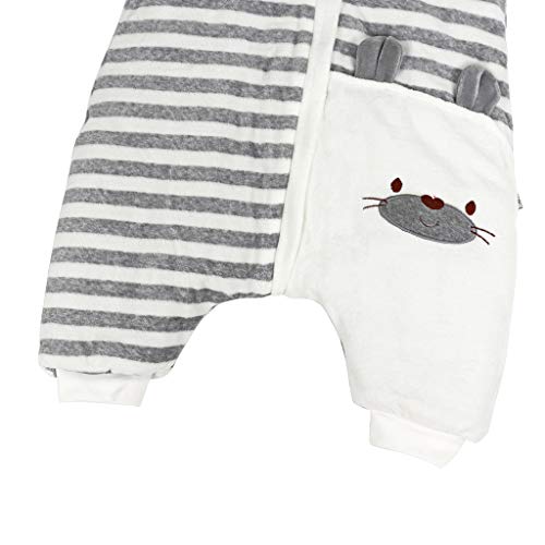 Bebé Saco de Dormir con Piernas Separable Algodón 3.5 Tog Invierno Bolsa de Dormir Mangas Larga Extraíbles para Niños Niñas 2-3 Años
