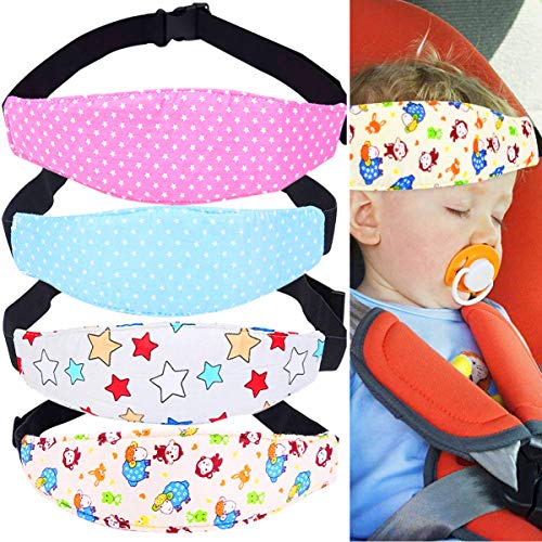 Bebé Soporte Cabeza,Biluer 4PCS Ajustable Cinturón Seguridad Coche Bebés Niños Asiento Arnés Cinturón Soporte Cabeza Ayuda a Que El Bebé Se Mantenga Cómodo y Seguro Mientras Duerme