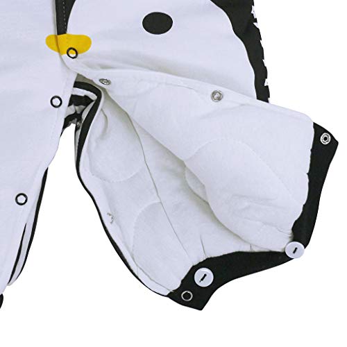 Bebé Traje de Nieve Set Peleles con Capucha Footies Conjunto de Ropa Invierno Muchachos Caricatura Mameluco, Pingüino 3-6 Meses