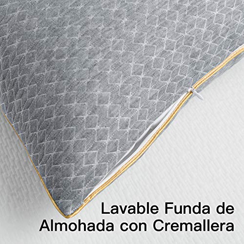 BedStory Almohada de Carbón de Bambú 50x75 Almohada Fibra Lavable Almohada Antiácaros de Poliéster Relleno de Almohadas de Calidad Hotelera Pack de 2