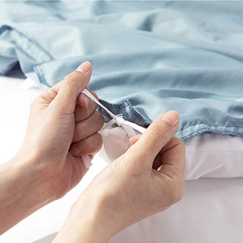 Bedsure Funda Nordica Cama 150/135 Azúl Grisáseo - Juego de Funda Edredón 150x200 con 2 Fundas de Almohada 40x75cm de Microfibra Reversible y Suave, 220x230 cm