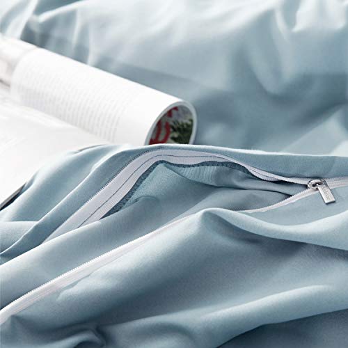 Bedsure Funda Nordica Cama 150/135 Azúl Grisáseo - Juego de Funda Edredón 150x200 con 2 Fundas de Almohada 40x75cm de Microfibra Reversible y Suave, 220x230 cm