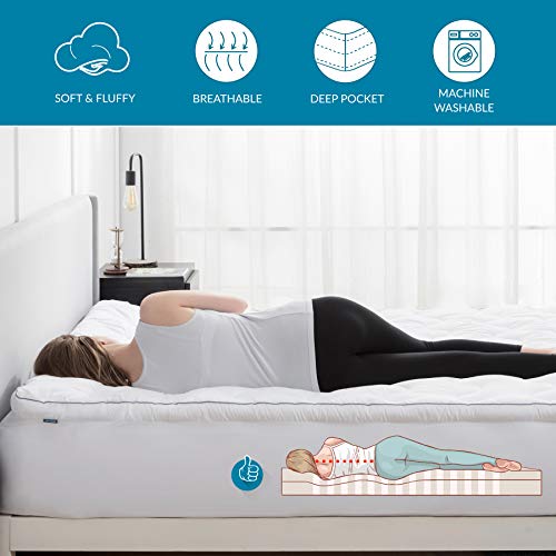 Bedsure Topper Colchón 90x190x5cm - Funda Colchón Cama 135 Acolchado de Espuma de 7-Zonas, Protector Colchón Hipoalergénico Suave Transpirable de Microfibra
