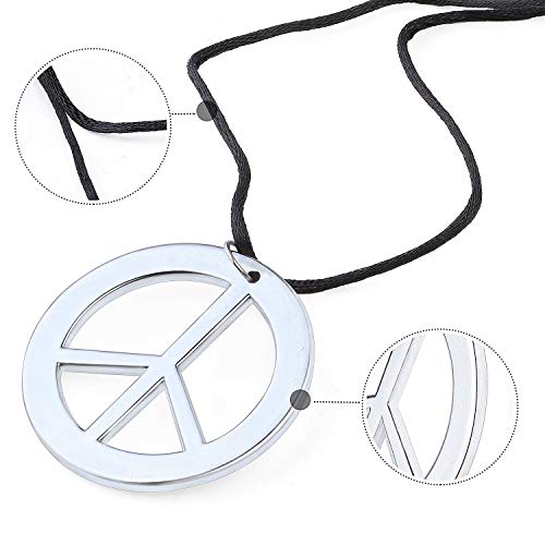 Beelittle Conjunto de Accesorios de aderezo Hippie Gafas de Sol en Forma de corazón Marco de Metal Fino Estilo de corazón y Signo de la Paz Collar (Rosa Amarillo)