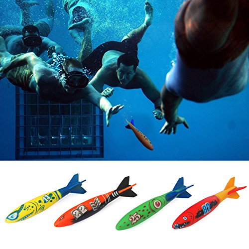 Beetest ES Juguetes De Buceo para Niños, 24 Unids Divertido Buceo Submarino Torpedo Anillo De Algas De Diamante Juguetes De Shell para Niños Niñas Piscina