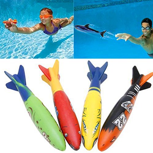 Beetest ES Juguetes De Buceo para Niños, 24 Unids Divertido Buceo Submarino Torpedo Anillo De Algas De Diamante Juguetes De Shell para Niños Niñas Piscina