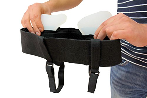 BeFit24® Faja Adaptable para Hernia Inguinal para Hombre - Braguero Hernia Inguinal Izquierdo y Derecho de Doble Cara para un Soporte Suave y Confiable - Cinturon Hernia Inguinal [ Size 1 - Negro ]