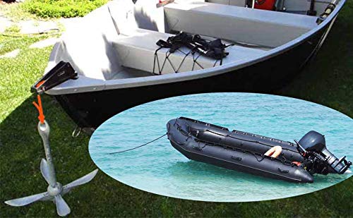 BeGrit Kit de Anclaje de Barco pequeño, Plegable, Acero al Carbono, para Canoa Jet, esquí, Sup y Tabla de Paddle,1,5 kg con Bolsa de Transporte de Cuerda de Remolque de 10 m