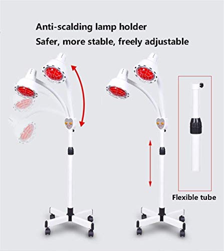 BEIAKE TDP Soporte De Suelo para Lámpara De Calor Infrarrojo Lejano con Terapia De Luz Roja Juego De Lámpara Calor para Articulaciones,Músculos Y Alivio del Dolor para Uso Salones Belleza Y SPA,Rojo