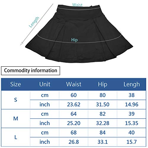 BEIFON Falda Pantalón Deportiva de Tenis Falda Deportiva para Mujer Elástica Transpirable Falda Deportiva Pantalones Cortos Incorporados Skorts de Golf Pilates Fitness Correr Deporte Tenis (Negro, S)