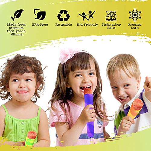 BEILENING Moldes para Hielo moldes de Helado moldes para Hacer Polos de Hielo Helado Zumo batido Yogur 6 Colores Surtidos para Hacer Alimentos saludables para Tus Hijos (Coloridos)