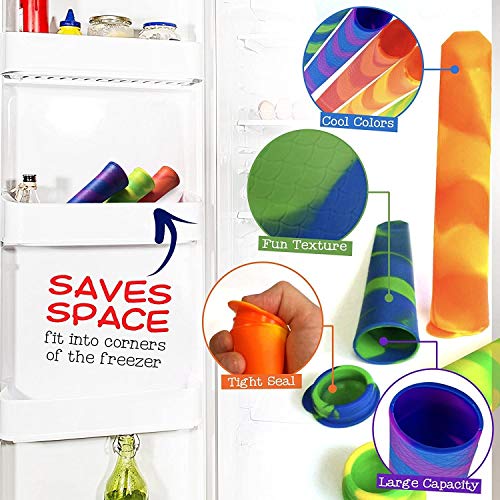 BEILENING Moldes para Hielo moldes de Helado moldes para Hacer Polos de Hielo Helado Zumo batido Yogur 6 Colores Surtidos para Hacer Alimentos saludables para Tus Hijos (Coloridos)