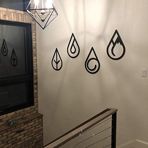 Bekata - Decoración de pared de metal con cuatro elementos decorativos para la pared, para salón, oficina, regalo de inauguración de la casa