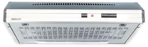 Beko CFB 6432 X - Campana (Canalizado, 300 m³/h, 61 Db, Incorporado, Acero inoxidable, Color blanco, Barra de desplazamiento), 59,8 x 48,2 x 15 cm