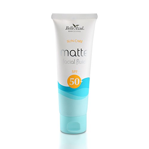 Belle Azul - Sun Cream 50 - Protección Solar para la Cara SPF 50, Crema Facial Hidratante y Calmante, Deja la piel con un acabado Mate completo, Enriquecido con Vitamina E y C, 80 ml.