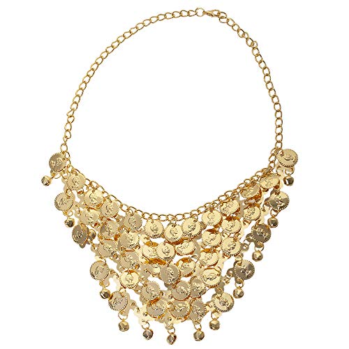 BellyLady - Joyería gitana para danza del vientre, collar y pendientes dorados, idea de regalo