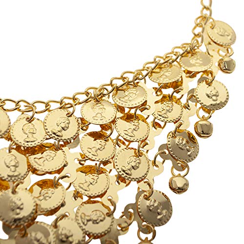 BellyLady - Joyería gitana para danza del vientre, collar y pendientes dorados, idea de regalo