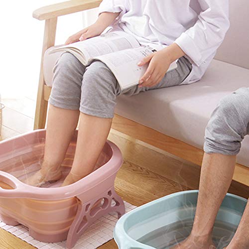 BELUPAI Cubo de baño para remojar pies, tamaño grande, para pedicura y masajeador, para tratamiento de spa en casa, cubo plegable para remojar pies para aplicar removedor de callos, morado