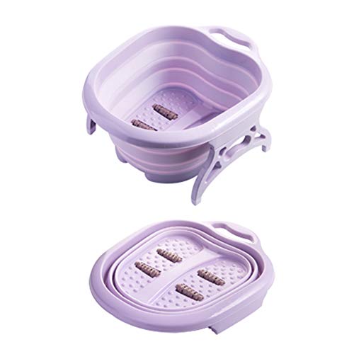 BELUPAI Cubo de baño para remojar pies, tamaño grande, para pedicura y masajeador, para tratamiento de spa en casa, cubo plegable para remojar pies para aplicar removedor de callos, morado