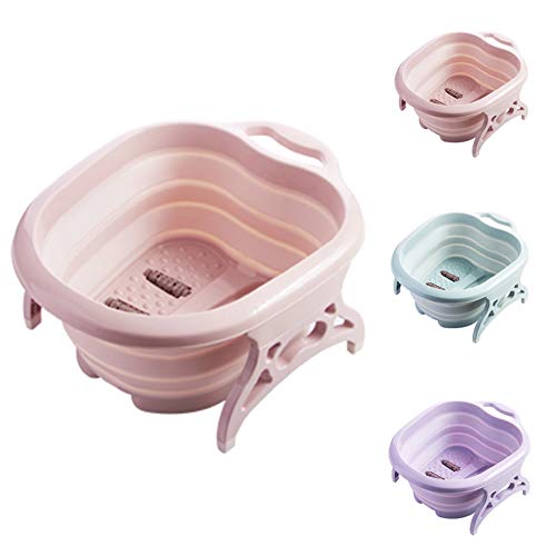 BELUPAI Cubo de baño para remojar pies, tamaño grande, para pedicura y masajeador, para tratamiento de spa en casa, cubo plegable para remojar pies para aplicar removedor de callos, morado