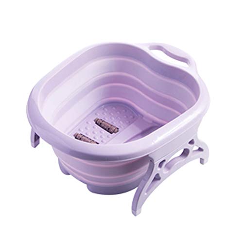 BELUPAI Cubo de baño para remojar pies, tamaño grande, para pedicura y masajeador, para tratamiento de spa en casa, cubo plegable para remojar pies para aplicar removedor de callos, morado