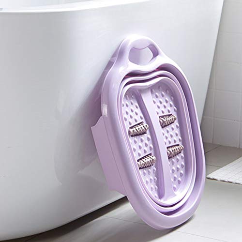 BELUPAI Cubo de baño para remojar pies, tamaño grande, para pedicura y masajeador, para tratamiento de spa en casa, cubo plegable para remojar pies para aplicar removedor de callos, morado