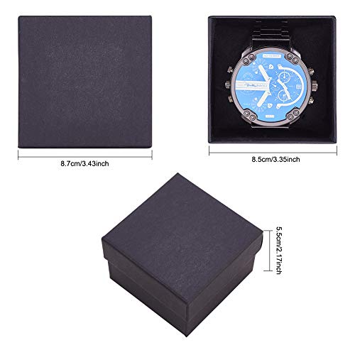 BENECREAT 6 Pack Negra Caja de Cartón Craft con Almohada Suave de Presentación Superior Envase para Reloj y Brazalete 8.7x8.7x5.5cm