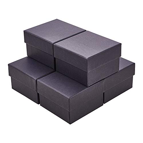 BENECREAT 6 Pack Negra Caja de Cartón Craft con Almohada Suave de Presentación Superior Envase para Reloj y Brazalete 8.7x8.7x5.5cm