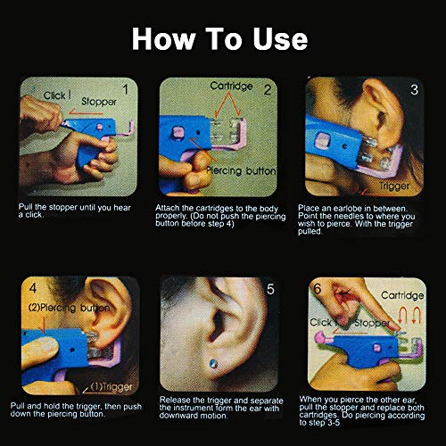 Benkeg Ear Piercing Gun Perforación de Oreja Pistola de Agujas - Juego de Pistolas Para Perforar Orejas Juego de Pistolas Para Perforar Orejas Pistola Para Perforar Orejas de Seguridad con Aretes Para