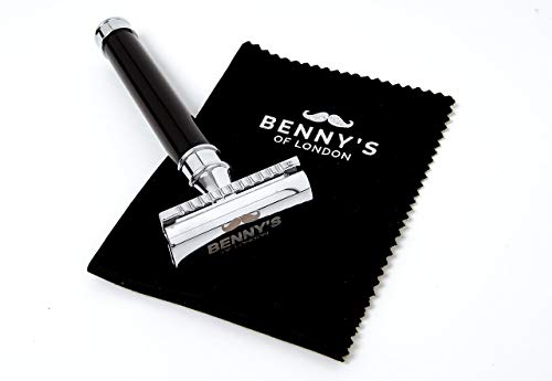Benny's of London Navaja de Afeitar de Doble Filo Seguro y Paño de Limpieza con Estuche