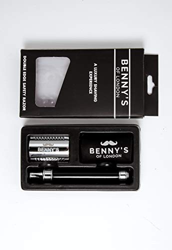 Benny's of London Navaja de Afeitar de Doble Filo Seguro y Paño de Limpieza con Estuche