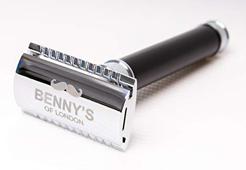 Benny's of London Navaja de Afeitar de Doble Filo Seguro y Paño de Limpieza con Estuche