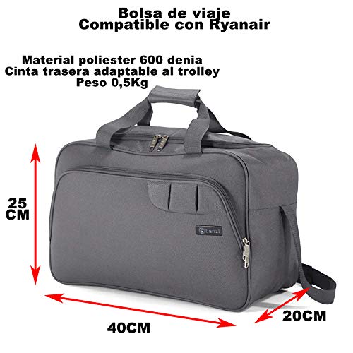 Benzi Bolsa de Viaje Gris 40 x 25 x 20 cm BZ5410 Tamaño Equipaje de Mano Ryanair (Gris)