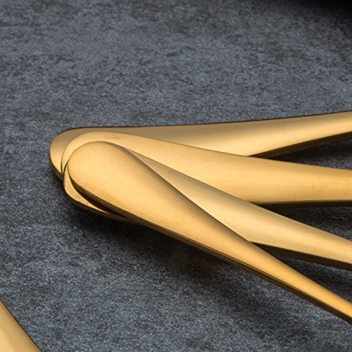 Berglander Set de cubiertos de acero inoxidable 30 piezas con chapado en oro de titanio, set de cubiertos de color dorado, cubiertos, servicio de cubertería para 6 (30 piezas)