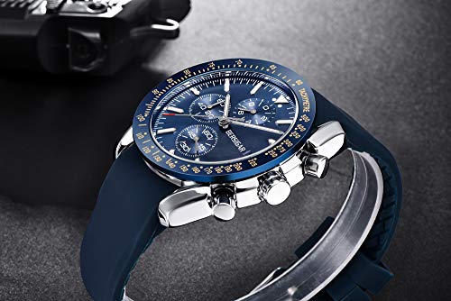 BERSIGAR Reloj Casual de Moda para Hombre, Reloj de Cuarzo analógico para Hombre Reloj de Pulsera para Hombre con cronógrafo Comercial