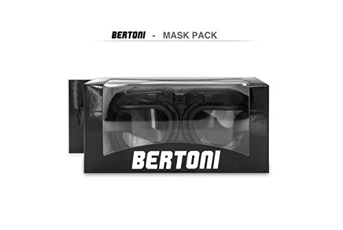 BERTONI Gafas para Moto Retro Aviadoras con Lentes Antivaho y Montura de Acero Negro Matte - Mod. AF193A Italy - Gafas Motoristas para Cascos Moto Harley y Chopper