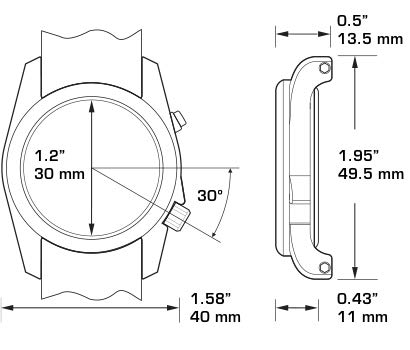 Bertucci A-2SEL EL Cena iluminada 22030 para hombre negro OTAN banda de goma italiana reloj de cuarzo negro