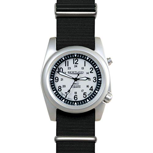 Bertucci A-2SEL EL Cena iluminada 22030 para hombre negro OTAN banda de goma italiana reloj de cuarzo negro