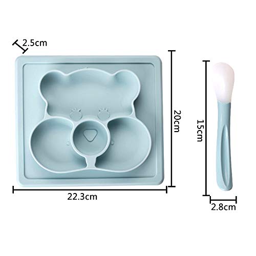 BESLIME Ventosa Plato Ventosa，Plato Para Bebe (Azul) - Plato Silicona para Infantil con Mantel Individual-Ventosas Antivuelco para Tronas y Sillines-Seguro en Lavavajillas/Microondas