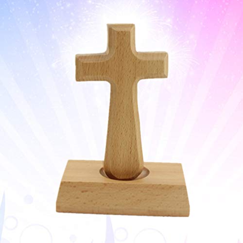 BESPORTBLE Cruz de Madera Decoraciones de Mesa Rústico Cruz Ornamento Católico Religioso Coleccionable Decoración del Hogar Idea de Regalo para Cumpleaños Bodas de Pascua