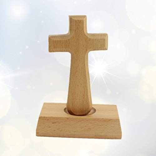 BESPORTBLE Cruz de Madera Decoraciones de Mesa Rústico Cruz Ornamento Católico Religioso Coleccionable Decoración del Hogar Idea de Regalo para Cumpleaños Bodas de Pascua