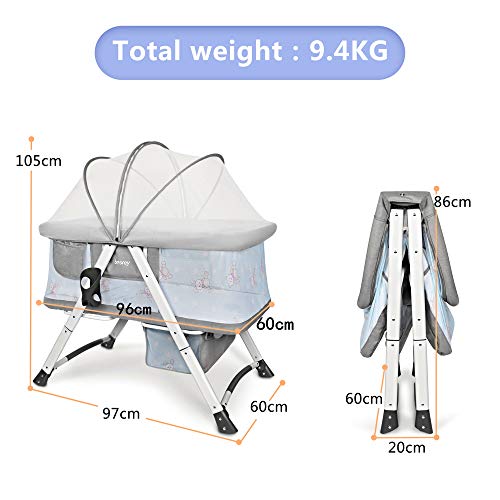 Besrey Cuna para bebé Cunas 2 en 1 Cunas de viaje Cunas plegables - Gris