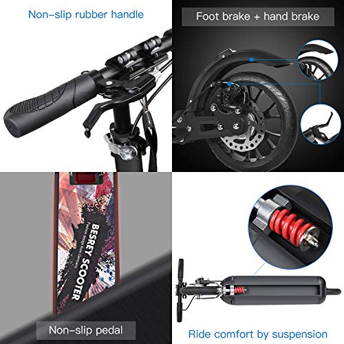 besrey Patinete Plegable, Patinetes Adulto Niño Scooter Ciudad Roller City con Grande Ruedas