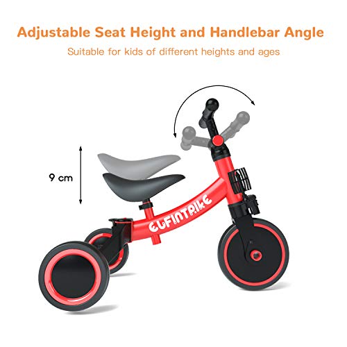 besrey Triciclos para Niños, 5 en 1 Un Bici polivalente, Triciclo & Bicicleta & Carro de Equilibrio & Caminante, 2.8kg Ligero y portátil, Adecuado para niños de 1.5-4 años Princesa roja