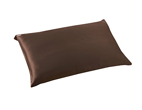 Best Ellie - Funda de almohada de seda de morera 100% para cabello y piel, con cremallera oculta, ambos lados, 22 momme de seda 1 unidad, tamaño Queen 50 x 75 cm, seda sintética, negro